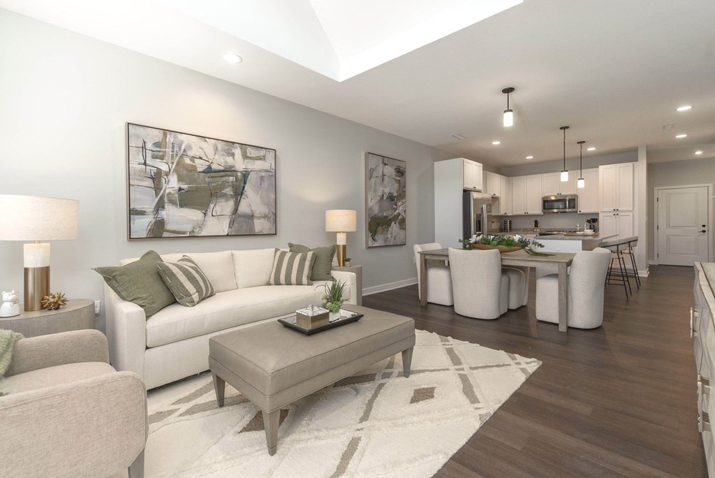 a living room with a couch and a coffee table